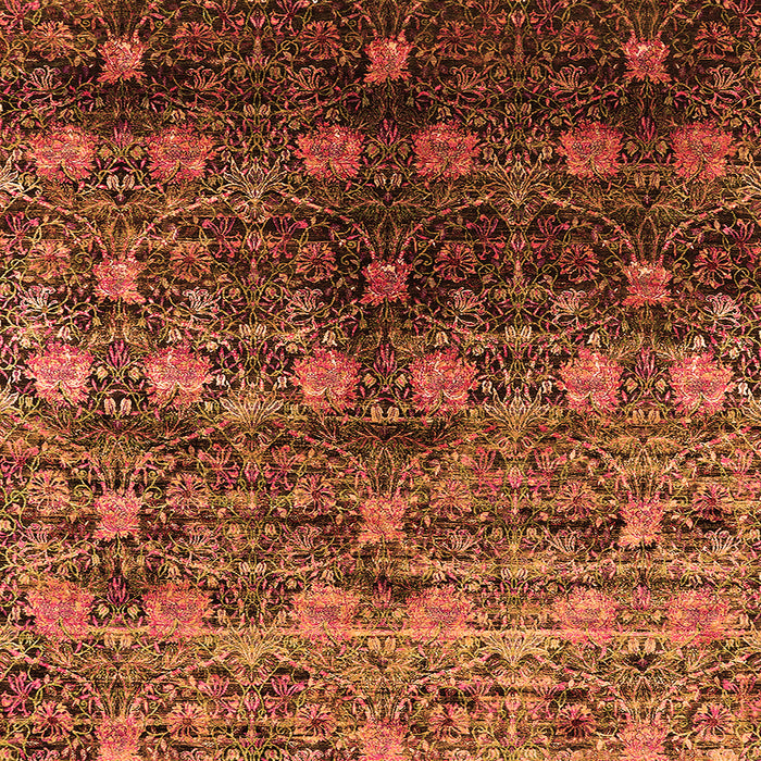 Square Machine Washable Oriental Orange Industrial Area Rugs, wshurb1536org