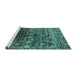 Sideview of Machine Washable Oriental Turquoise Industrial Area Rugs, wshurb1536turq