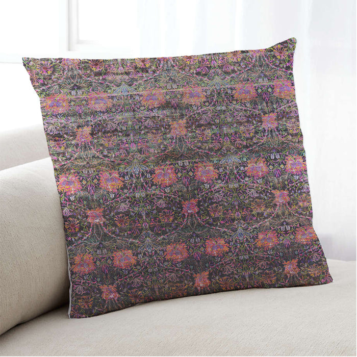 Lifestyle Image of Mid-Century Modern Urban Square Purple Lily Purple Throw Pillow, 18 inch by 18 inch, pwurb1536