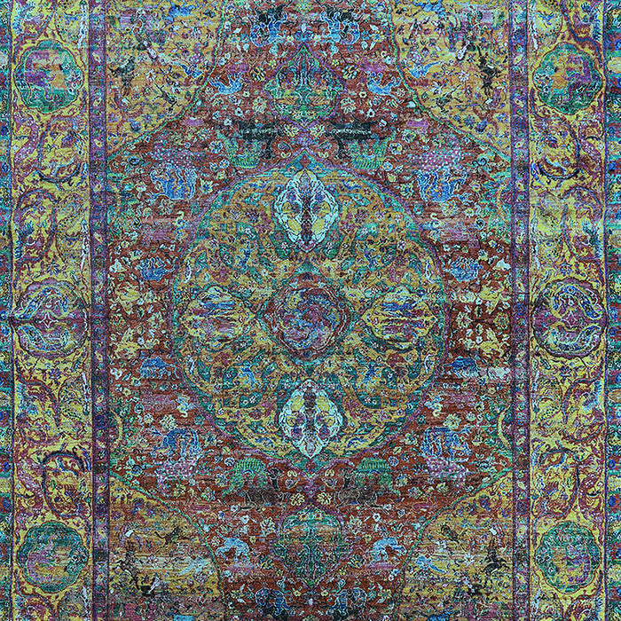 Machine Washable Oriental Light Blue Industrial Rug, wshurb1537lblu