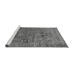 Sideview of Machine Washable Oriental Gray Industrial Rug, wshurb1537gry