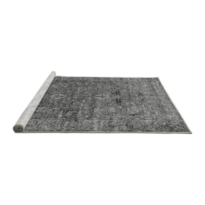 Sideview of Machine Washable Oriental Gray Industrial Rug, wshurb1537gry