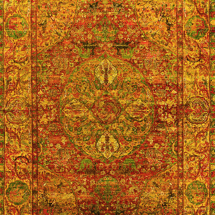 Machine Washable Oriental Yellow Industrial Rug, wshurb1537yw