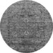 Round Oriental Gray Industrial Rug, urb1537gry