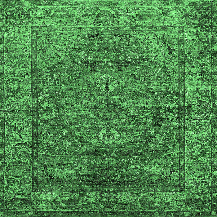 Square Oriental Emerald Green Industrial Rug, urb1537emgrn
