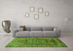 Machine Washable Oriental Green Industrial Area Rugs in a Living Room,, wshurb1537grn