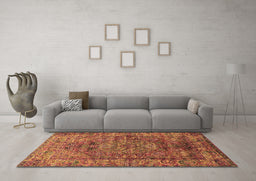 Machine Washable Oriental Brown Industrial Rug in a Living Room,, wshurb1537brn