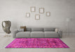 Machine Washable Oriental Pink Industrial Rug in a Living Room, wshurb1537pnk