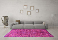 Machine Washable Oriental Pink Industrial Rug, wshurb1537pnk