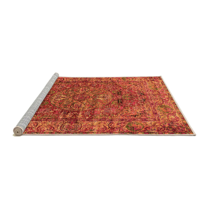Sideview of Machine Washable Oriental Orange Industrial Area Rugs, wshurb1537org