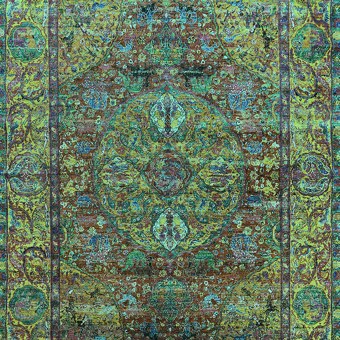 Machine Washable Oriental Turquoise Industrial Area Rugs, wshurb1537turq