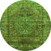 Round Oriental Green Industrial Rug, urb1537grn