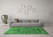 Machine Washable Oriental Emerald Green Industrial Area Rugs in a Living Room,, wshurb1537emgrn