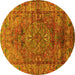 Round Oriental Yellow Industrial Rug, urb1537yw