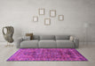 Machine Washable Oriental Purple Industrial Area Rugs in a Living Room, wshurb1537pur