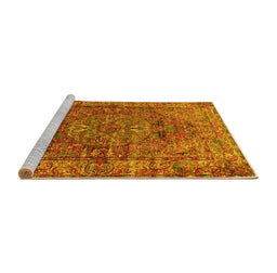 Sideview of Machine Washable Oriental Yellow Industrial Rug, wshurb1537yw