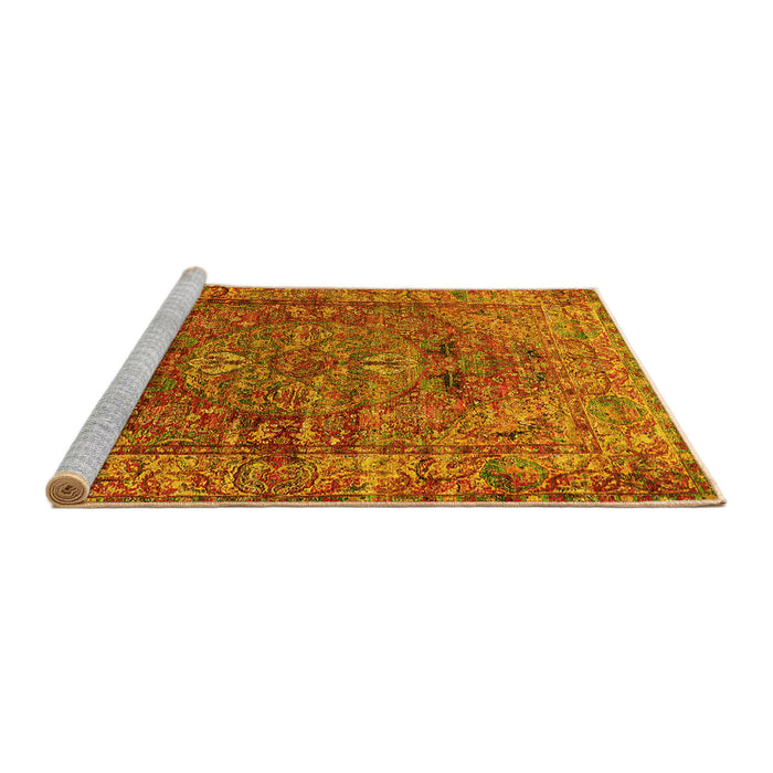 Sideview of Machine Washable Oriental Yellow Industrial Rug, wshurb1537yw