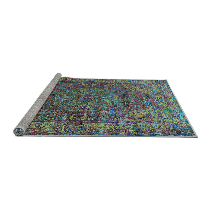 Sideview of Machine Washable Oriental Light Blue Industrial Rug, wshurb1537lblu
