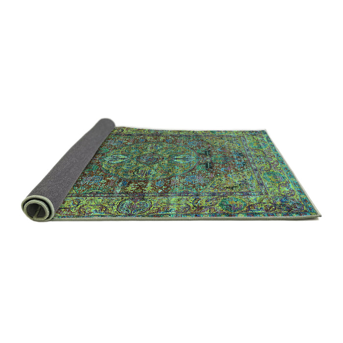 Sideview of Oriental Turquoise Industrial Rug, urb1537turq