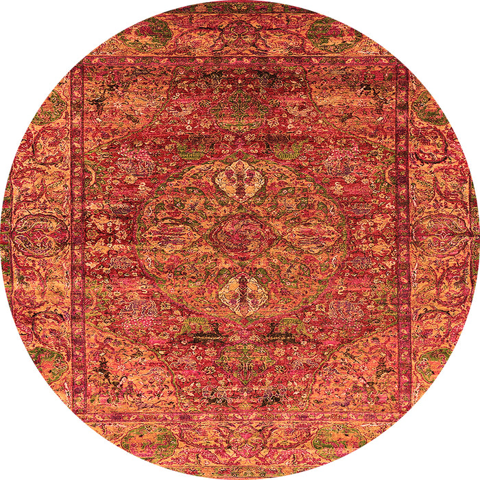 Round Oriental Orange Industrial Rug, urb1537org