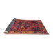 Sideview of Mid-Century Modern Bright Maroon Red Oriental Rug, urb1538