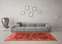 Machine Washable Oriental Orange Industrial Rug, wshurb1538org