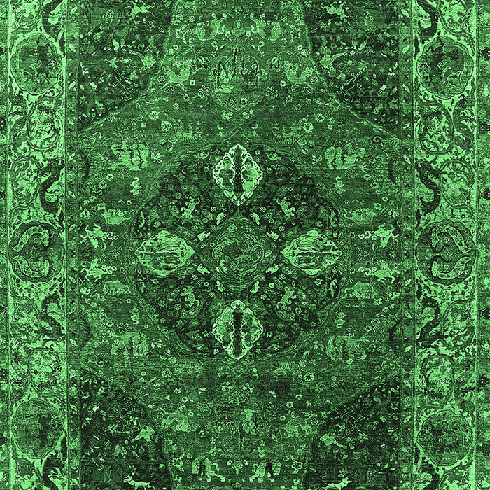 Machine Washable Oriental Emerald Green Industrial Area Rugs, wshurb1538emgrn