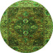 Round Oriental Green Industrial Rug, urb1538grn