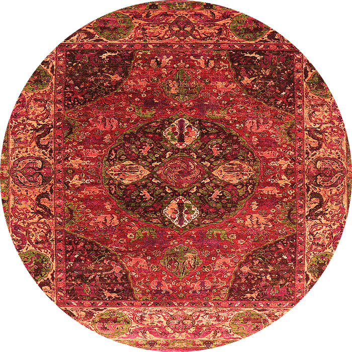 Round Oriental Orange Industrial Rug, urb1538org