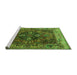 Sideview of Machine Washable Oriental Green Industrial Area Rugs, wshurb1538grn