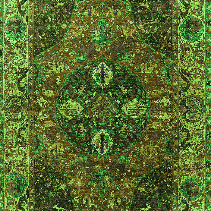 Machine Washable Oriental Green Industrial Area Rugs, wshurb1538grn