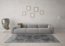 Machine Washable Oriental Gray Industrial Rug in a Living Room,, wshurb1538gry