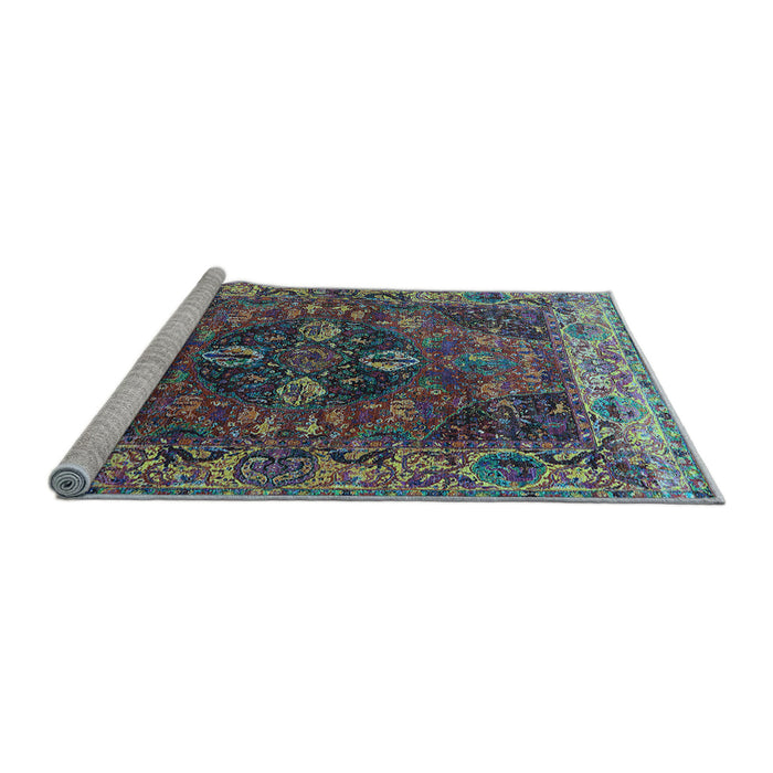 Sideview of Machine Washable Oriental Light Blue Industrial Rug, wshurb1538lblu