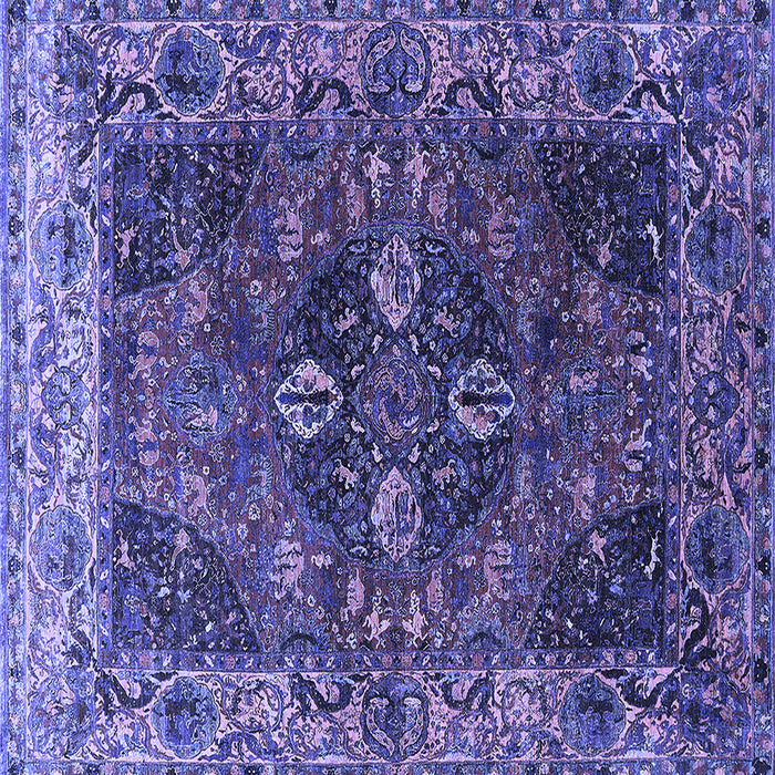 Square Machine Washable Oriental Blue Industrial Rug, wshurb1538blu