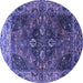 Round Machine Washable Oriental Blue Industrial Rug, wshurb1538blu