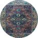 Round Oriental Light Blue Industrial Rug, urb1538lblu