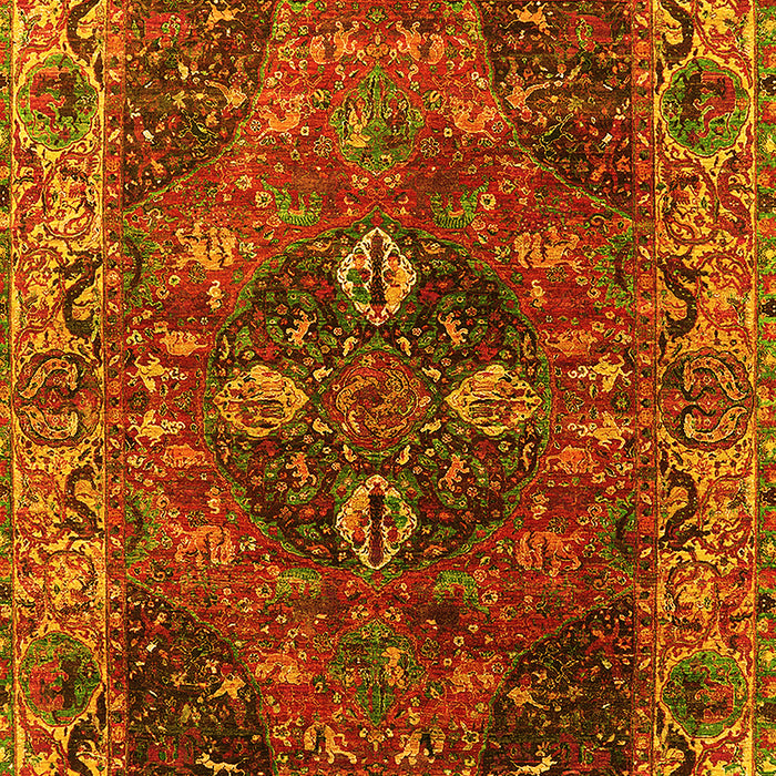Machine Washable Oriental Yellow Industrial Rug, wshurb1538yw