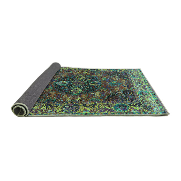 Sideview of Oriental Turquoise Industrial Rug, urb1538turq