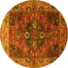 Round Oriental Yellow Industrial Rug, urb1538yw