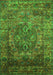 Machine Washable Oriental Green Industrial Area Rugs, wshurb1539grn