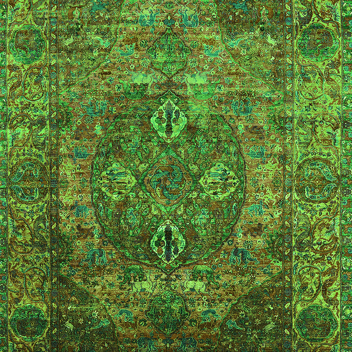 Machine Washable Oriental Green Industrial Area Rugs, wshurb1539grn
