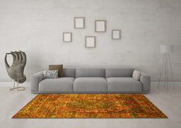 Machine Washable Oriental Yellow Industrial Rug in a Living Room, wshurb1539yw
