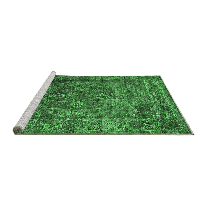 Sideview of Machine Washable Oriental Emerald Green Industrial Area Rugs, wshurb1539emgrn