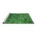 Sideview of Machine Washable Oriental Emerald Green Industrial Area Rugs, wshurb1539emgrn