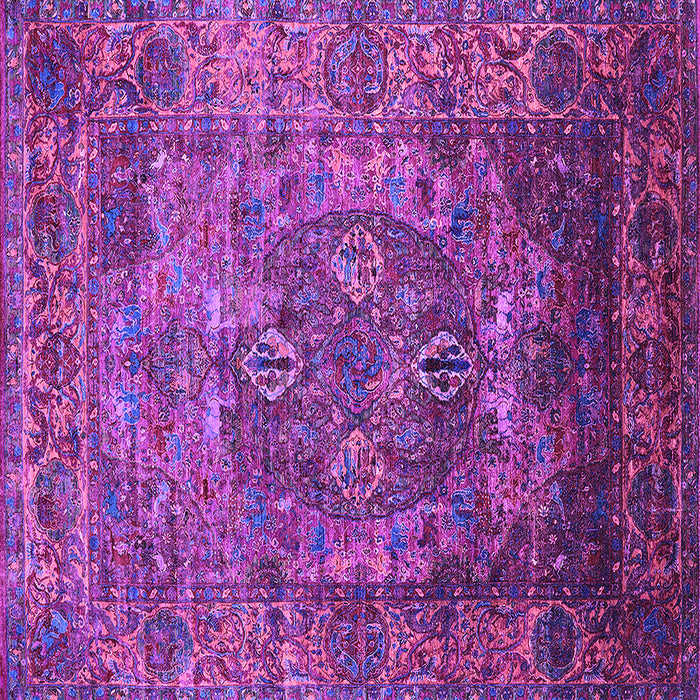 Square Machine Washable Oriental Purple Industrial Area Rugs, wshurb1539pur