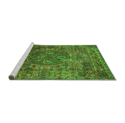 Sideview of Machine Washable Oriental Green Industrial Area Rugs, wshurb1539grn