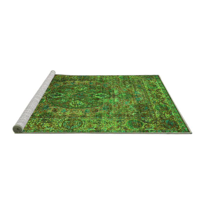 Sideview of Machine Washable Oriental Green Industrial Area Rugs, wshurb1539grn
