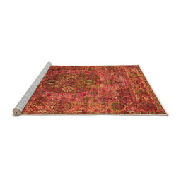 Sideview of Machine Washable Oriental Orange Industrial Area Rugs, wshurb1539org