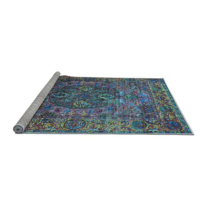 Sideview of Machine Washable Oriental Light Blue Industrial Rug, wshurb1539lblu