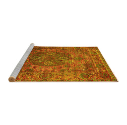 Sideview of Machine Washable Oriental Yellow Industrial Rug, wshurb1539yw